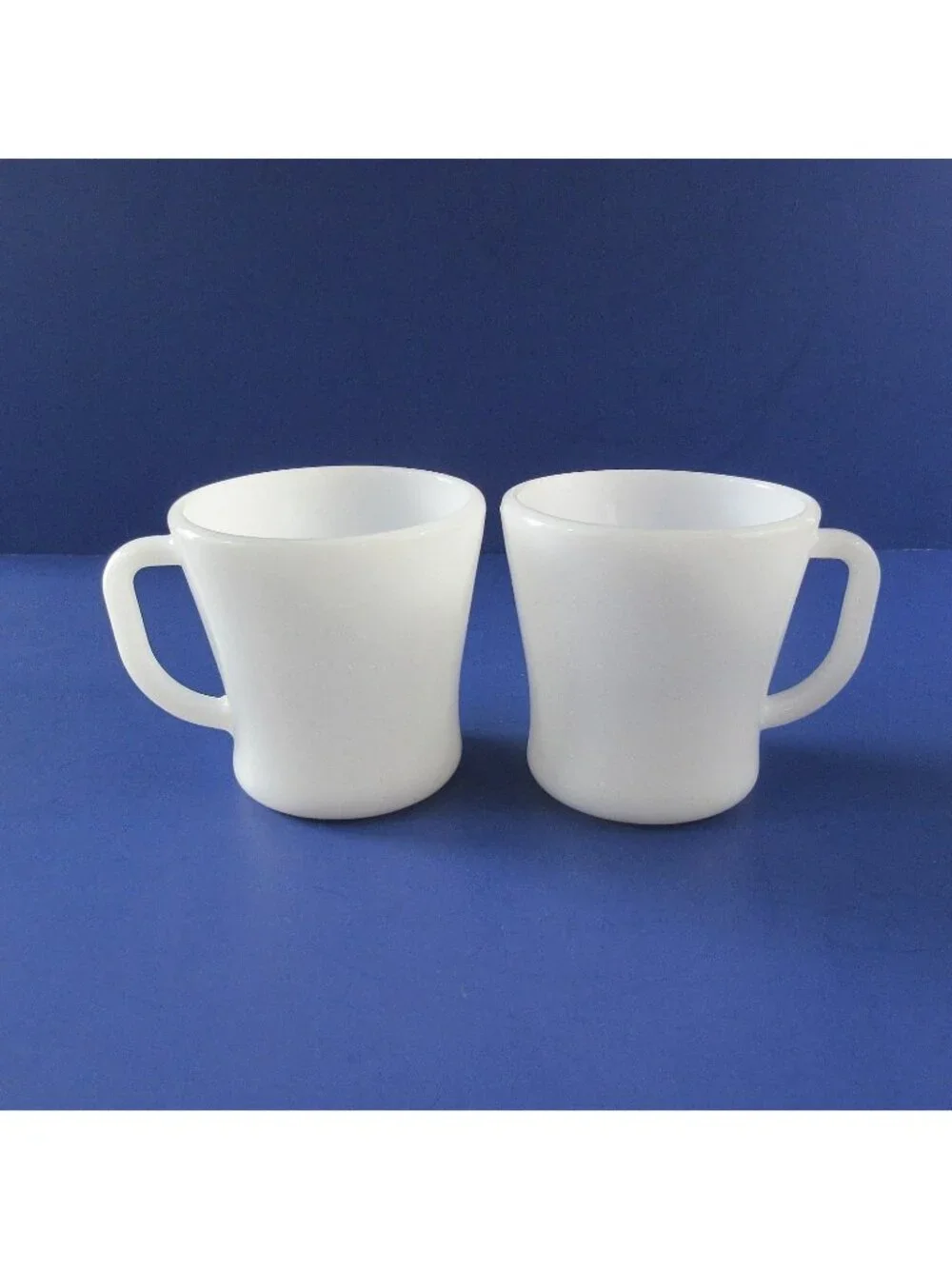 Vintage Federal Glass Company White Milk Glass Mugs D Handle Lot of 2 USA